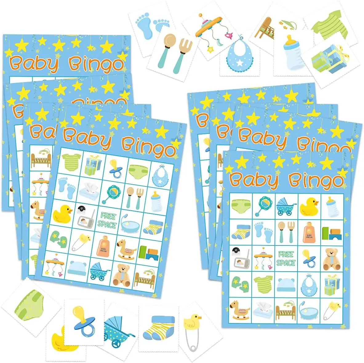 Boy Baby Shower Bingo Game - 24 Guests Party Game Supplies bingo cards