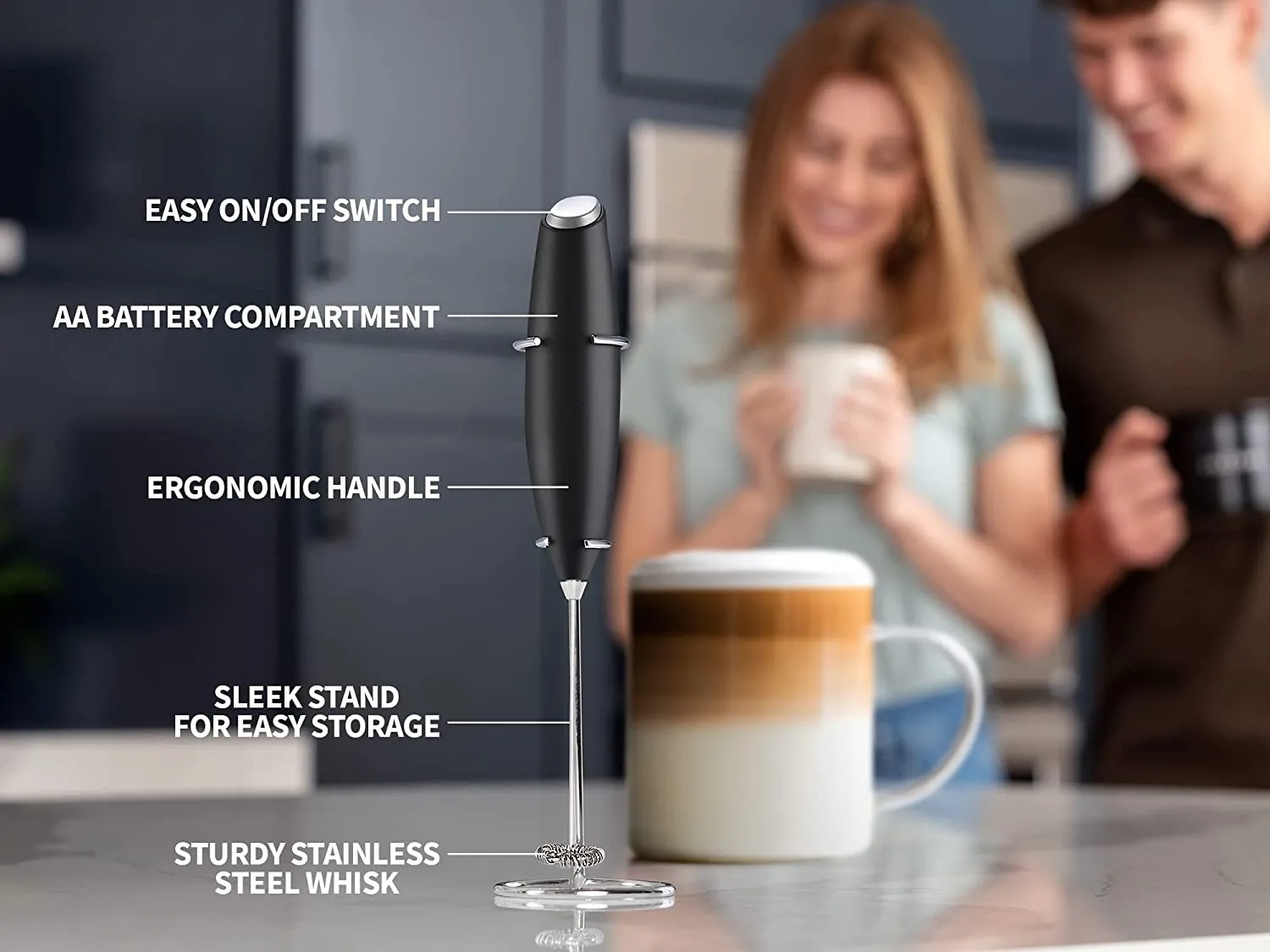 Original Milk Frother Handheld Foam Maker for Lattes Coffee Whisk Drink Mixer Mini Foamer for Cappuccino Frappe Matcha Hot Choco