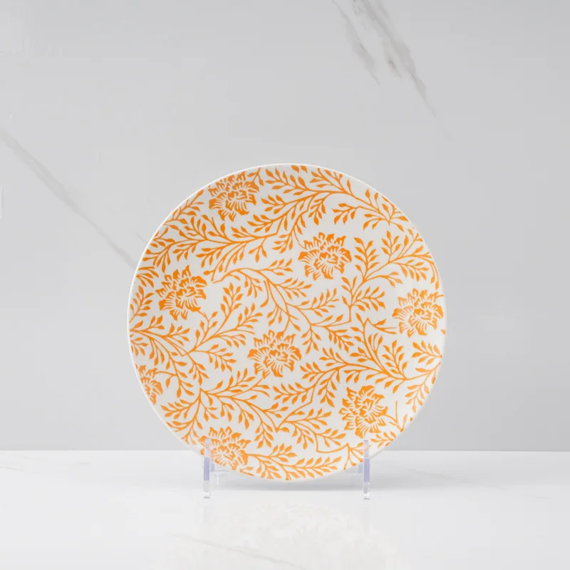 Hot sale wholesale porcelain decal tableware set moon disk fruit plate rice bowl set Japanese style ceramic print tableware set