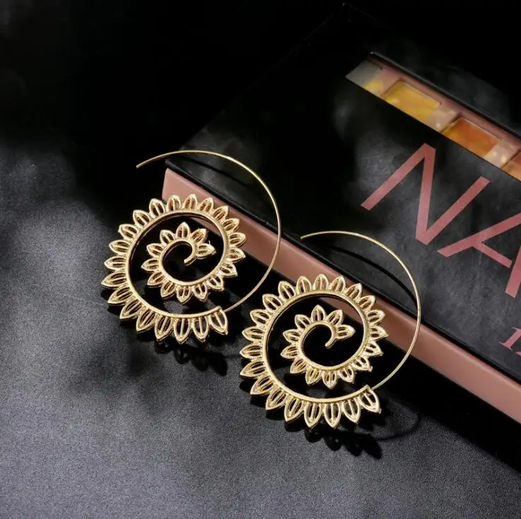 Artilady New Arrivals 2021 Europe And The United States Gypsy Tribal Ethnic Boho Spiral Hoop Earring