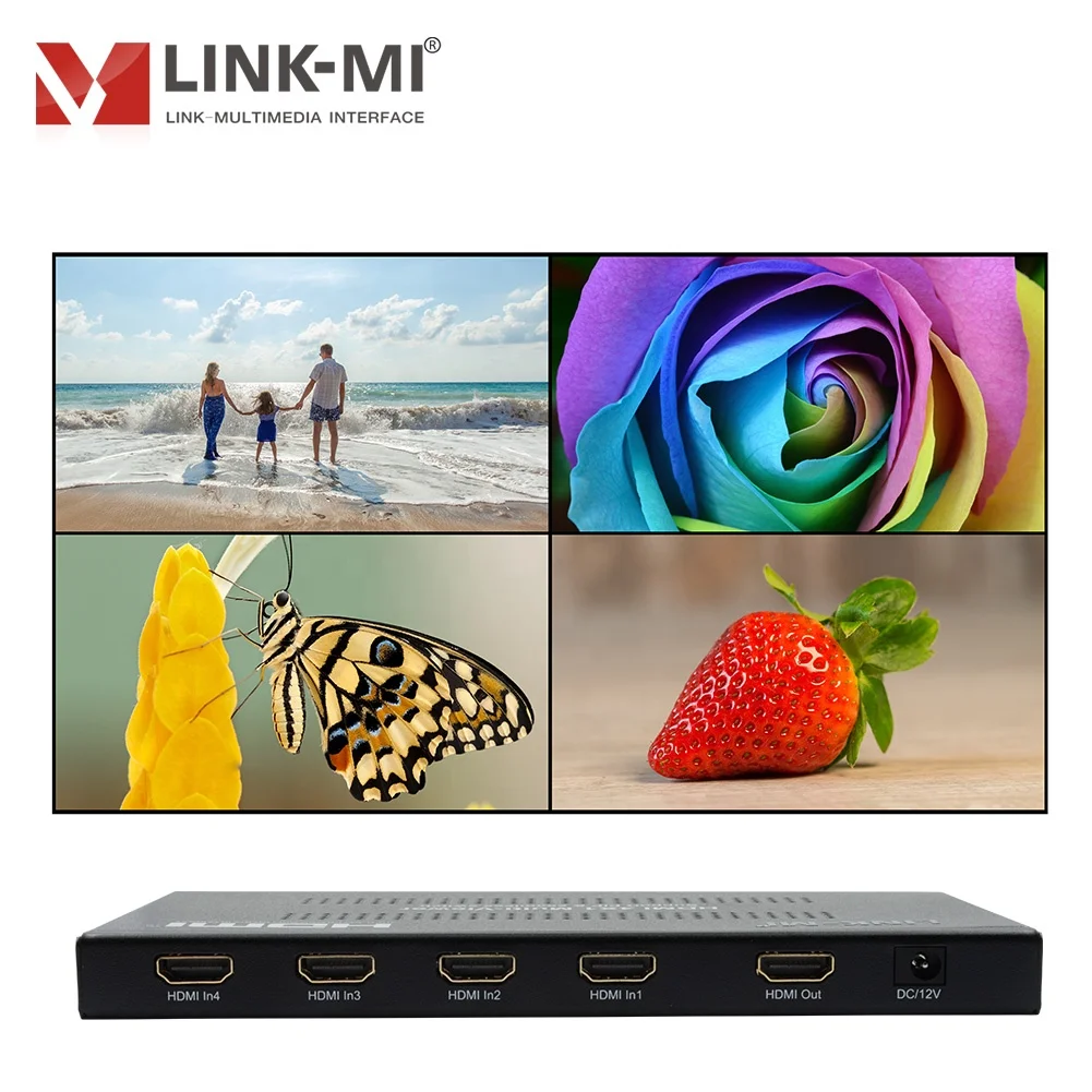 LINK-MI 4x1 HDMI Quad мульти-глазок с бесшовные переключение 1080P @ 60 Гц ИК-пульт дистанционного управления/панель управления кнопкой изображение внутри картина