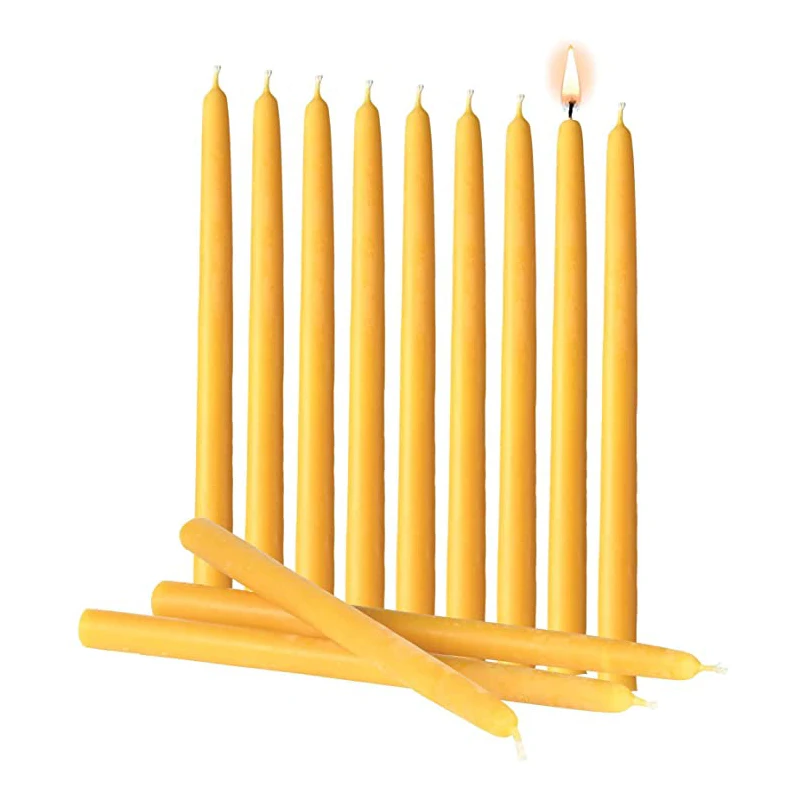 Decorative Tall Thin Pure Beeswax Candles for Church Prayer, Smokeless No Drip Honey Scented Taper Candles For Birthday Home