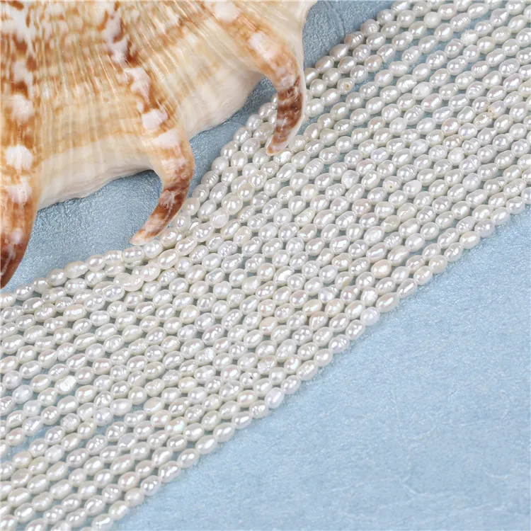 Wholesale 2-2.5mm Small Pearl  A Rice Shape Freshwater Real Pearl Strand For Jewelry