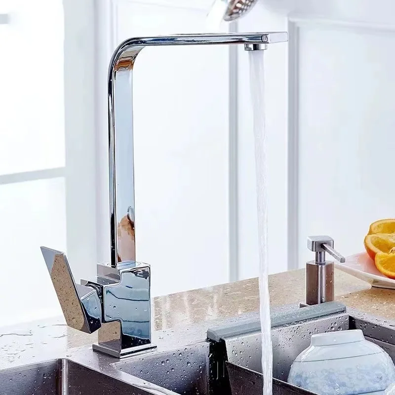 2022 factory modern Cheap Chrome kitchen sink water tap single handle hot and cold kitchen faucet
