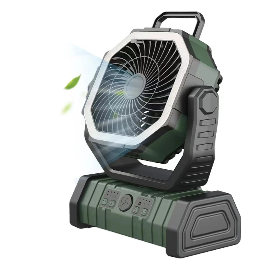Outdoor camping shaking charging fan, silent camping tent, high wind power desktop, small fan light
