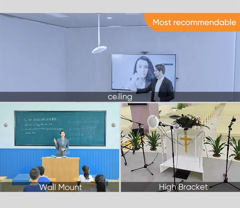 Rocware Innovative RM80 Black Technology Hand Free Speech Ceiling Digital Array Microphone For Sound Reinforecement