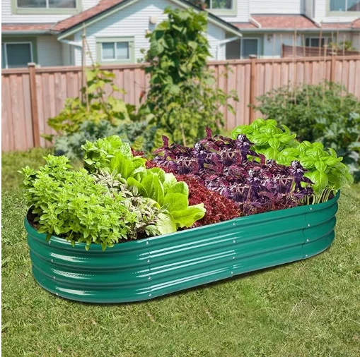 Large Outdoor Galvanized Raised Garden Bed Metal Elevated Planter pots Box Kit for Flowers Herbs Fruits