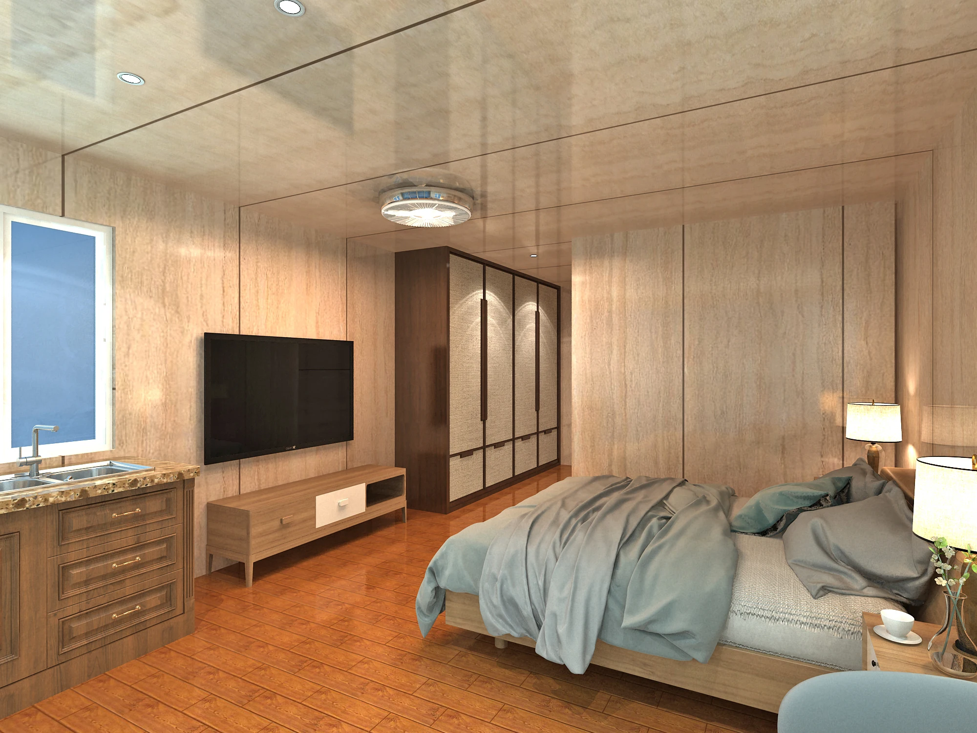 Easy to assemble prefabricated mobile slope roof house, apartment prefabricated container home