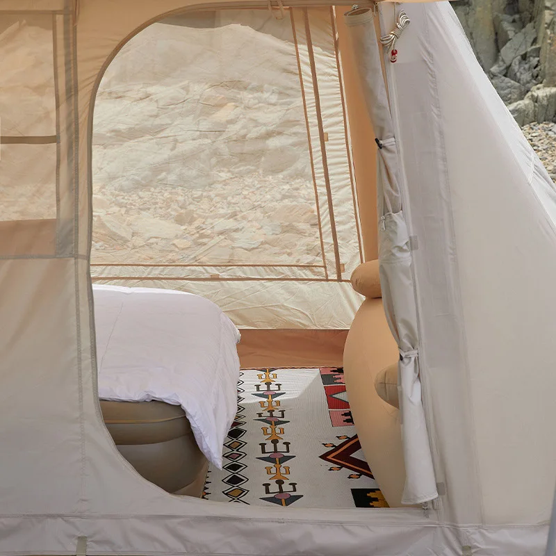 TPU PVC Air Tube Homary Cabin Tent Inflatable Quick Set Up Rainproof Canvas 4 Season Camping Tents for Family