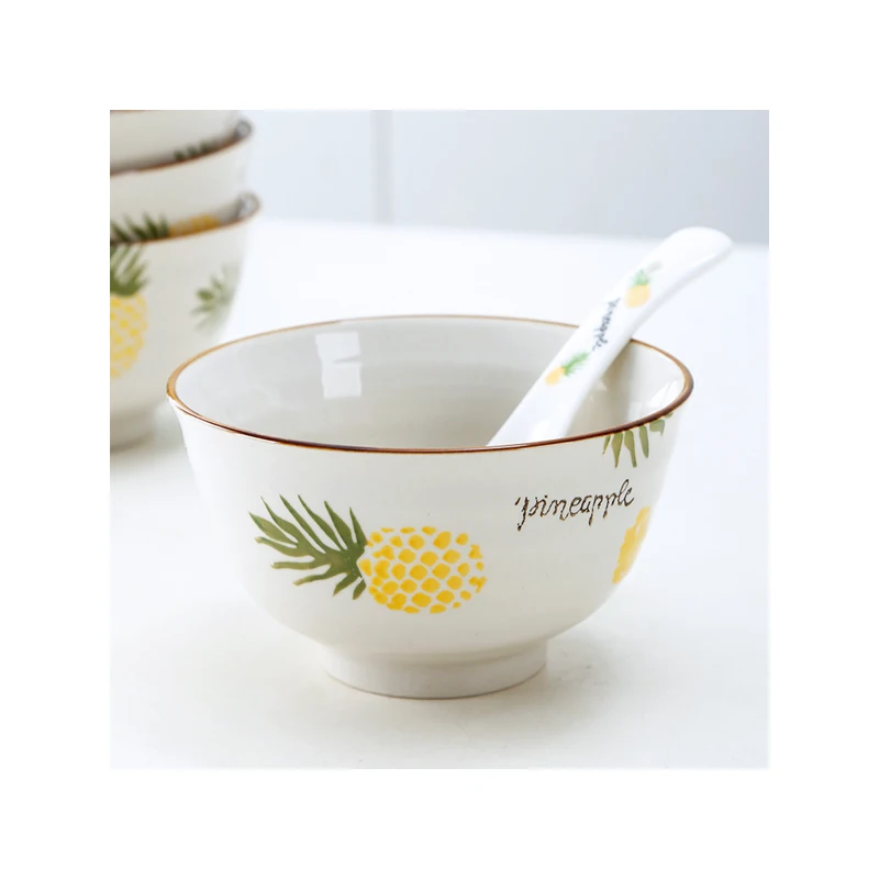 
Porcelain stylish 7 inch fruit theme bowls round pineapple ceramic bowl 