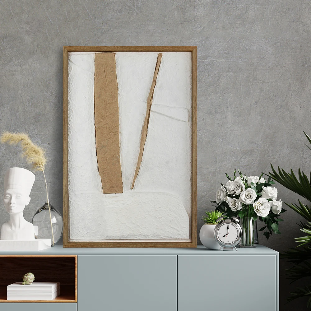 Xingcheng OEM Online Sale Abstract Geometry 3d Relief Sculpture Art Decoration Pulp Painting With Pulp