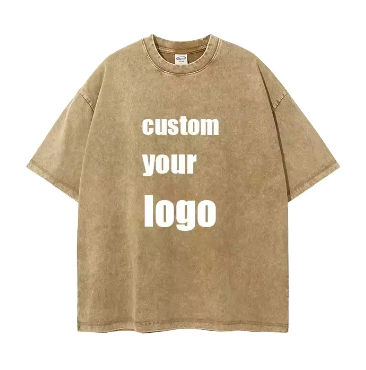 OEM Custom Logo Mid Weight Vintage T Shirt Washed Black T-shirts Black Oversized Acid Washed Digital Printing T Shirt