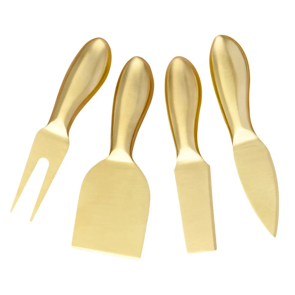 Kitchen gadgets cheese cutter butter knife grater cooking tools accessory hollow handle 4pcs stainless steel gold cheese knife
