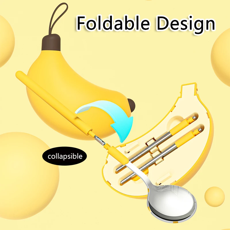 2024 набор столовых приборов для детей из нержавеющей стали 304 дорожных с карманом складная ложка