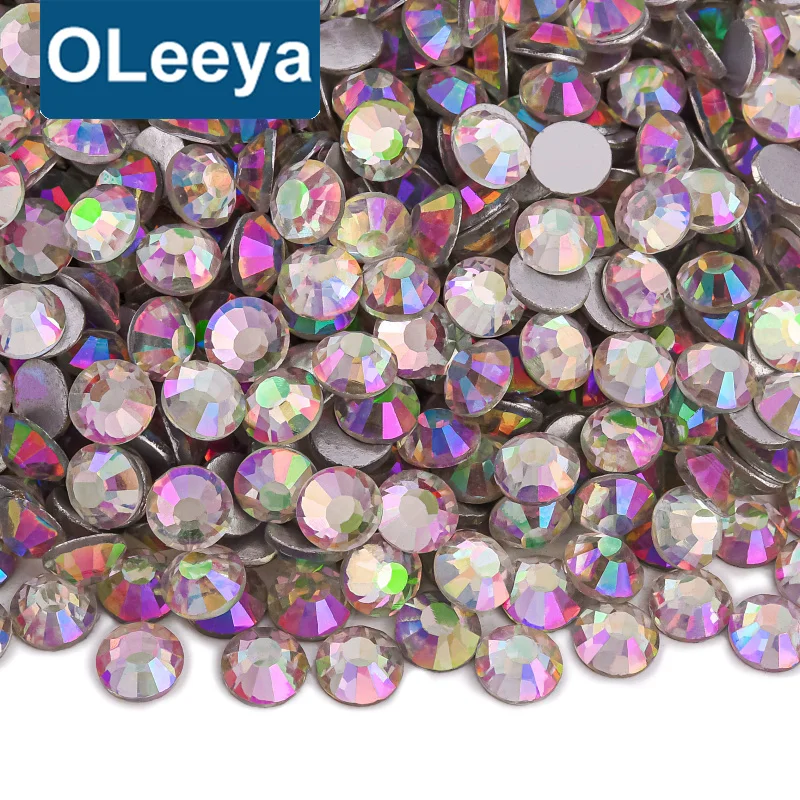 Oleeya Wholesale Rhinestones 12 Same Cut  SS6- SS30 Glass Shiny Pink Flatback Non Hotfix Crystal For DIY Accessories Tumblers