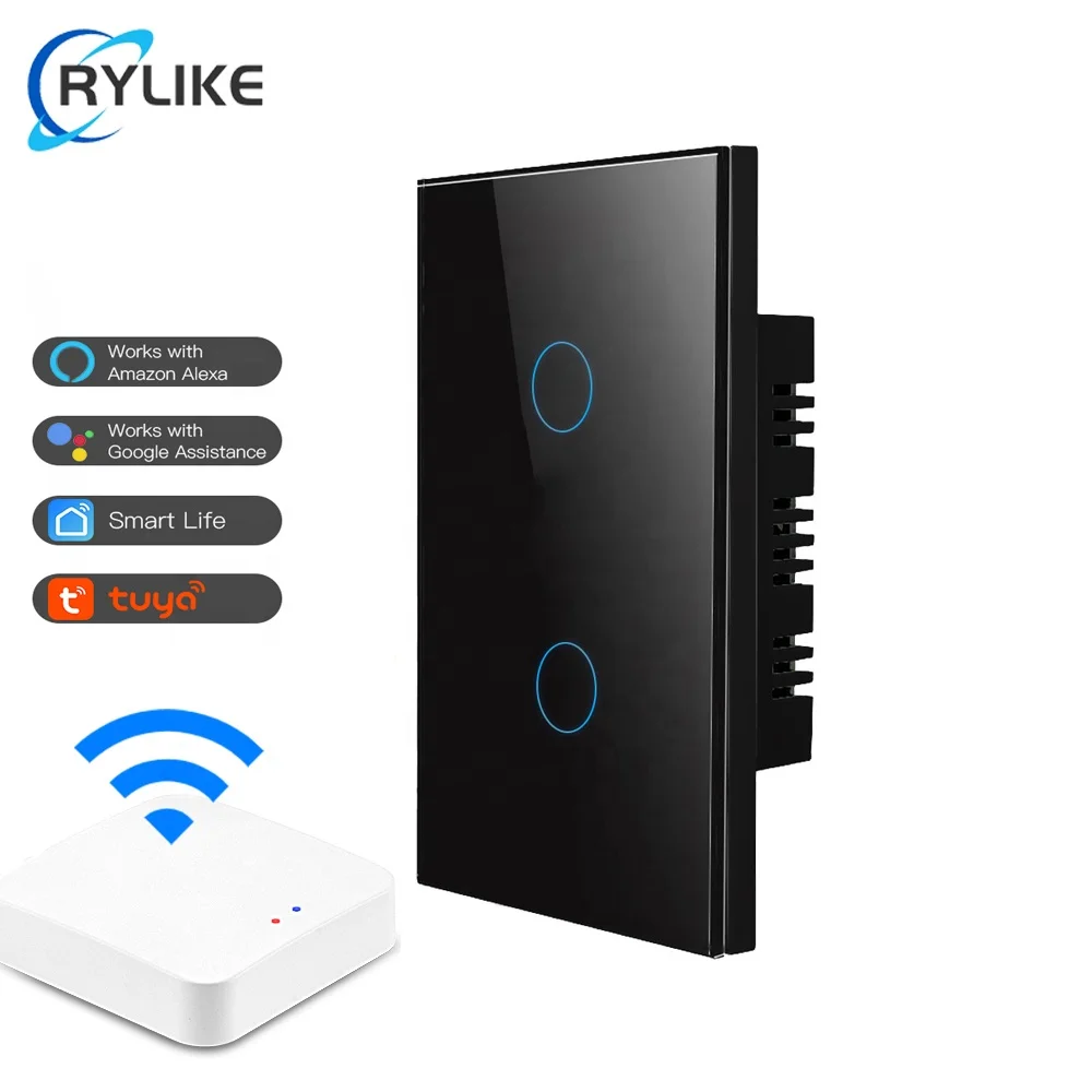 AU Certified Touch Glass Panel Double Gang Zigbee Smart Home Light Switch SAA Tuya App Smart Life Intelligent Touch Switch