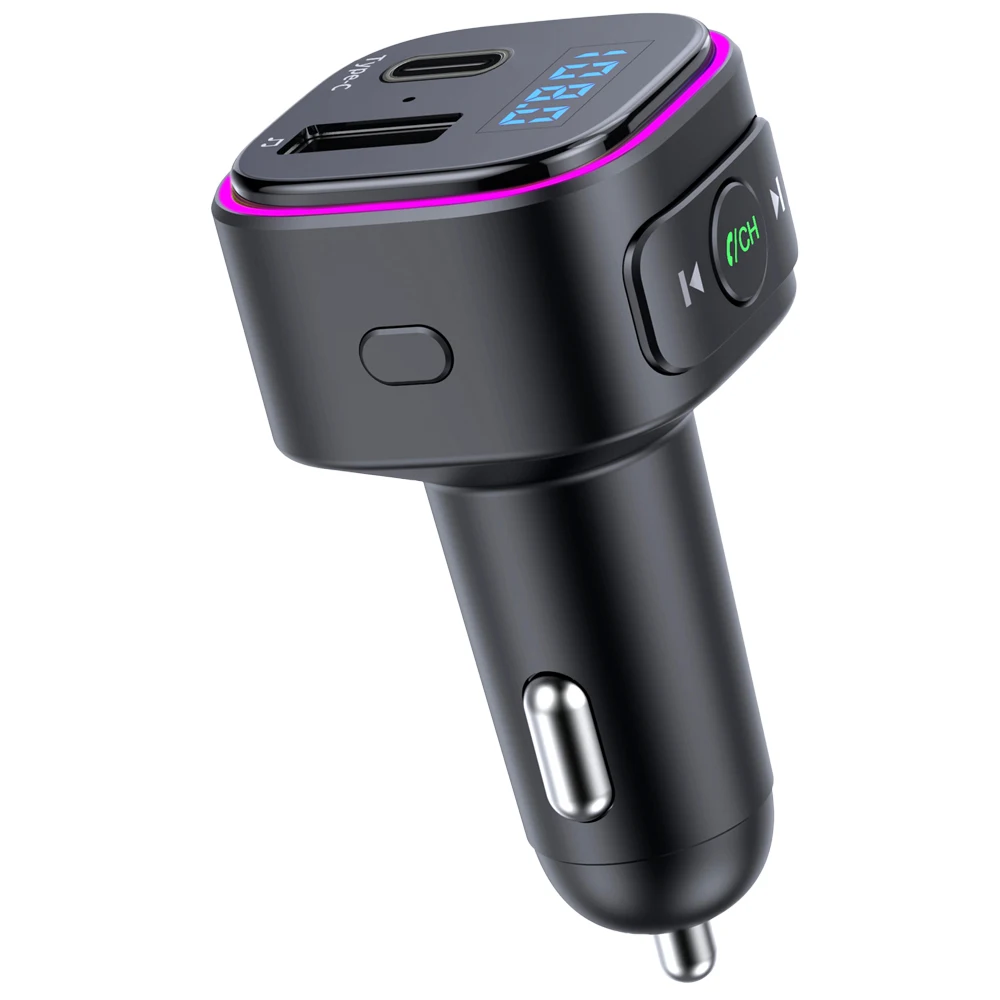  Автомобильный MP3-плеер T46 с Bluetooth V5.0 автомобильное зарядное устройство QC3.0 комплект громкой связи 7 цветов света автомобильный fm-передатчик