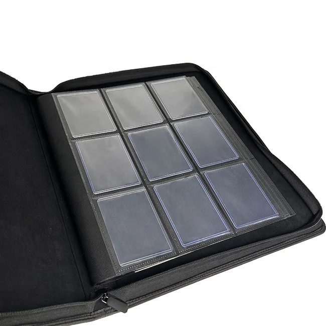 Verified Supplier Custom Premium 9 Pockets Card Album Top Loader Binder PU Leather Zipper Binder Toploader Binders