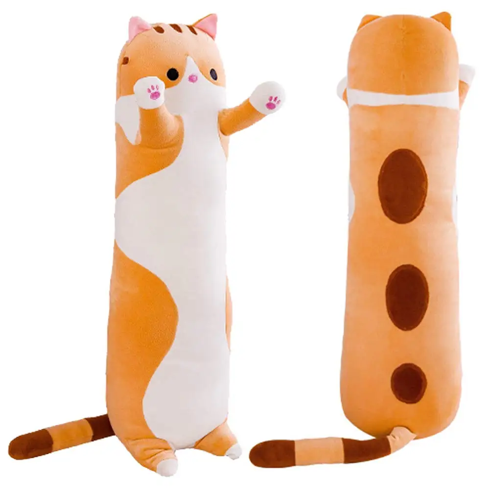 Cartoon Cat Soft Plush Long Throw Pillow Plush Toy Doll Lifelike Animal Bolster Pillows