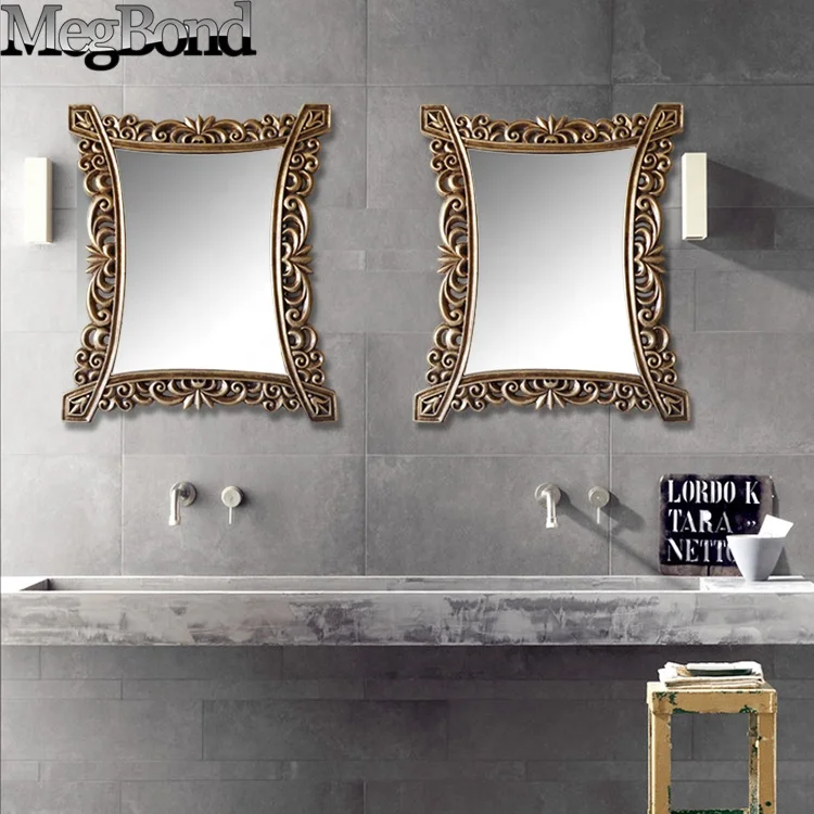 Resin vintage gold framed mirror in the bath