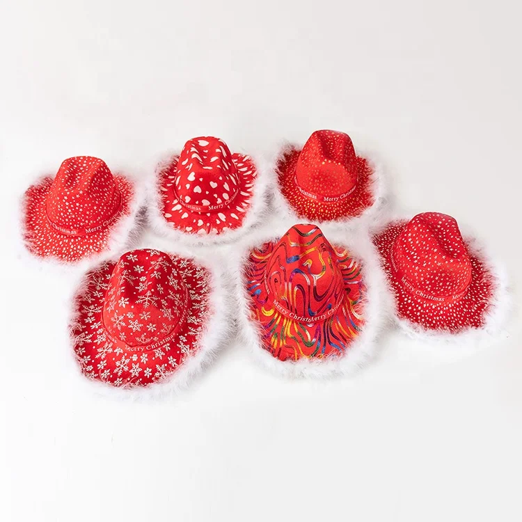 Mardi Gras Christmas cowboy hat