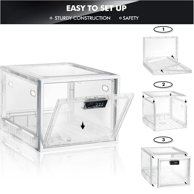 Premium Large Medication Storage Box Clear Medicine Safe Box With Combination Lock