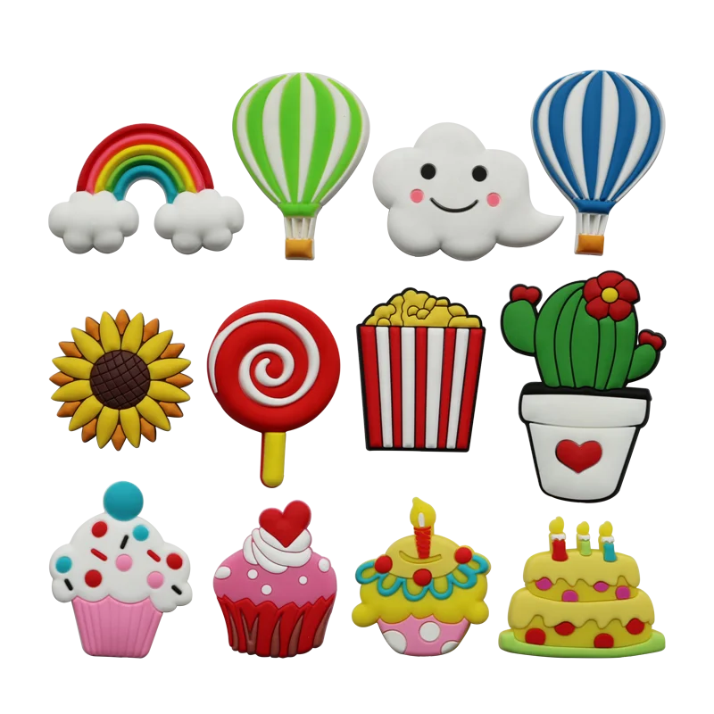 Soft PVC Fridge Magnet Sunflower Cake Refrigerator Magnets Set Cute Flowers Clouds Fridge Magnet Set for Dry Erase Boards Office