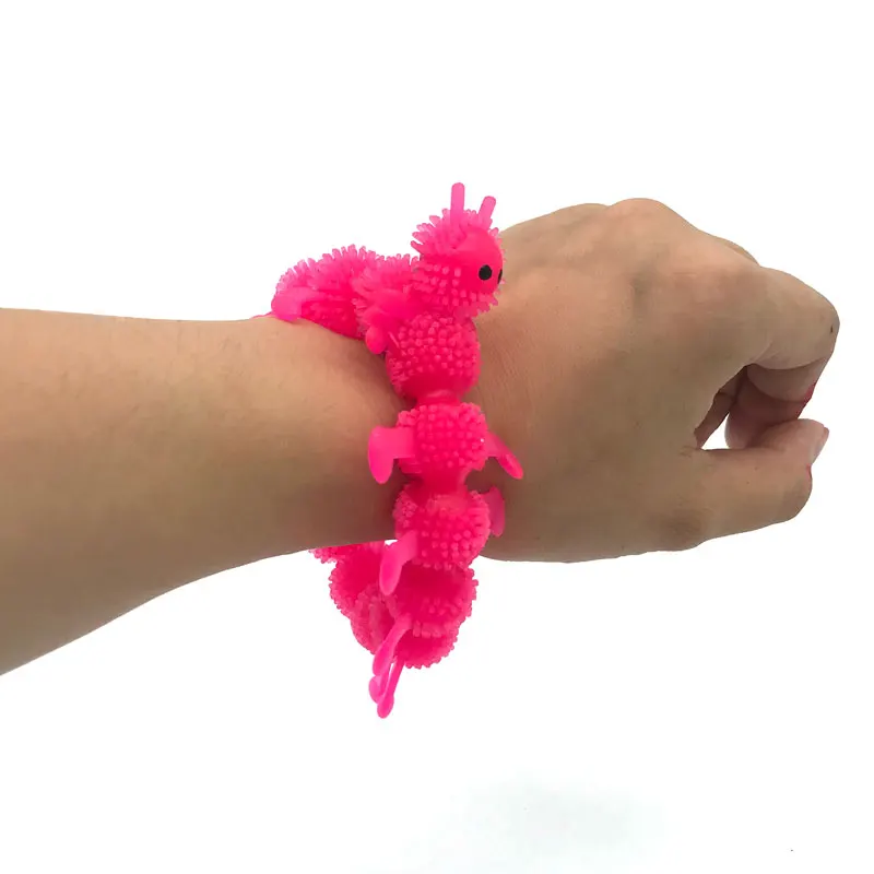 Color  TPR material   Bracelet Stretchy caterpillars String toy   for Children and Adults