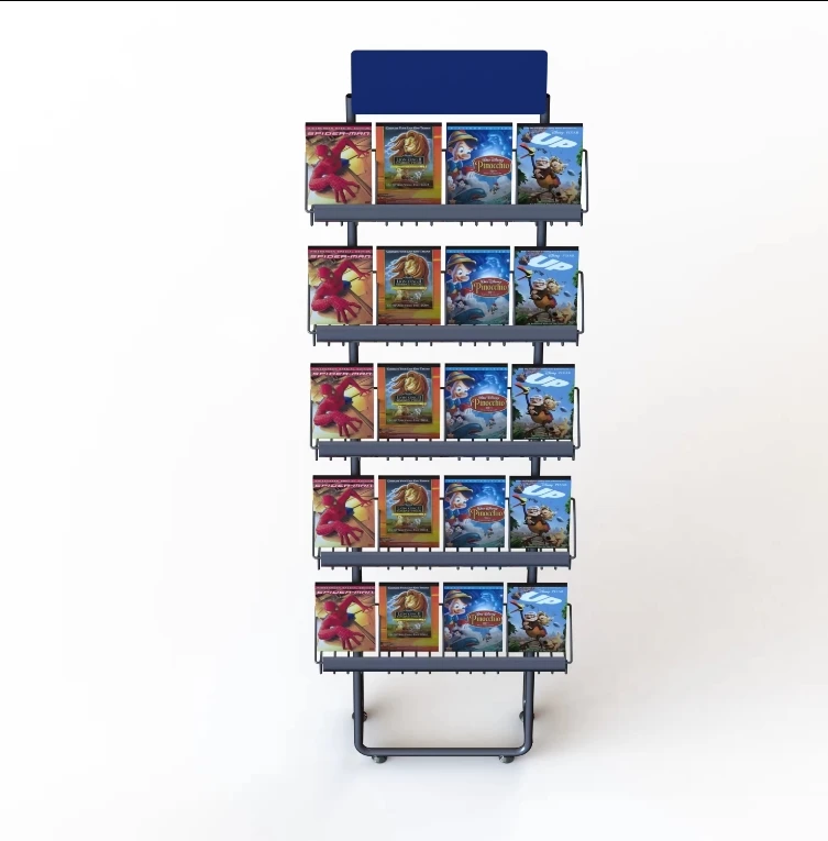 Retail DVD Display Rack for CD Store Metal 4 Tier Card rack Store Reastar Card Display Stand