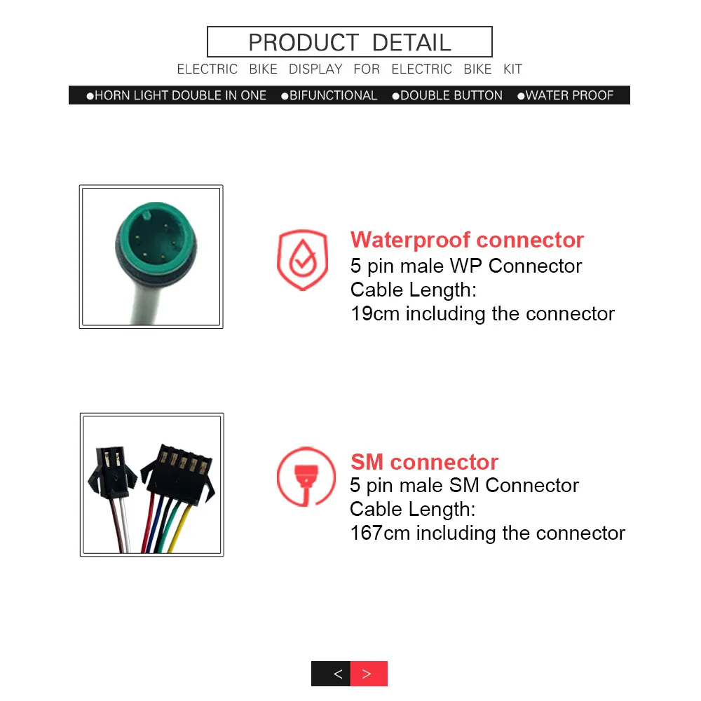 24V 36V 48V with USB Power Speed Display E-bike Conversion Parts Waterproof/SM Plug E-Bike Display Meter LCD-EN06 Display
