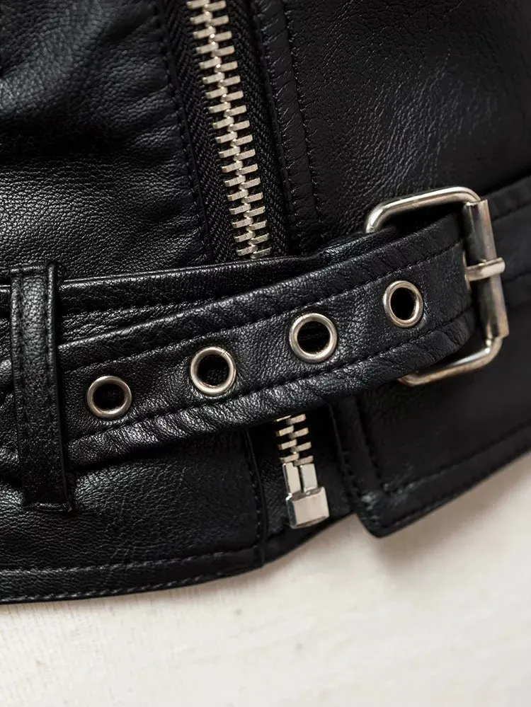 2019 Fashion Genuine Leather Coat Short Style Sheepskin Women Leather Jacket off shoulder