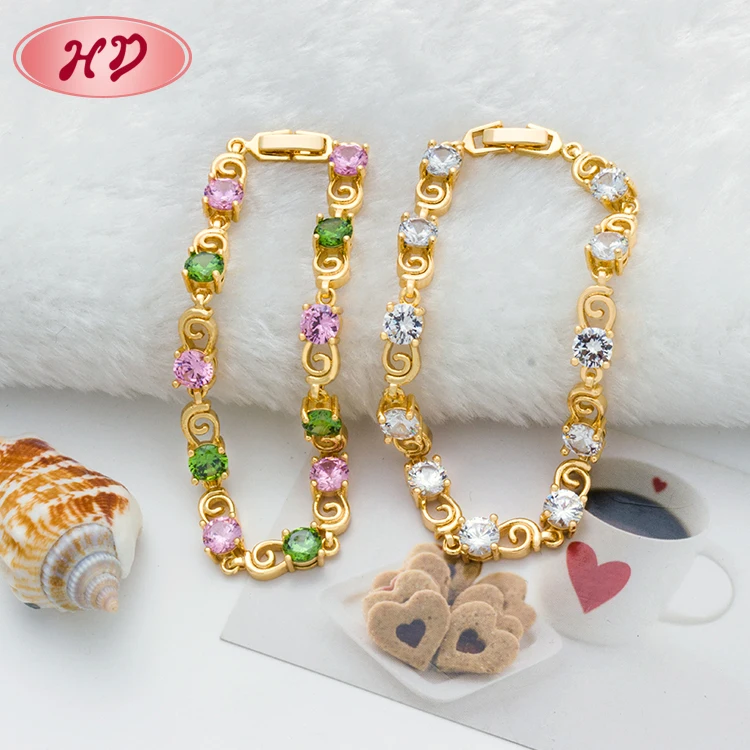 
Hot Sale Anniversary 13G 18K Fashion Jewelry White Crystal Charm Bracelet Women 