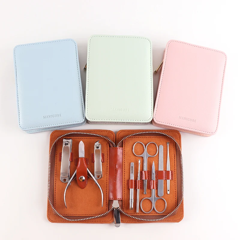 Cona 9pcs function Kit Professional Stainless Steel Pedicure Sets With Leather Portable Case Idea Gift