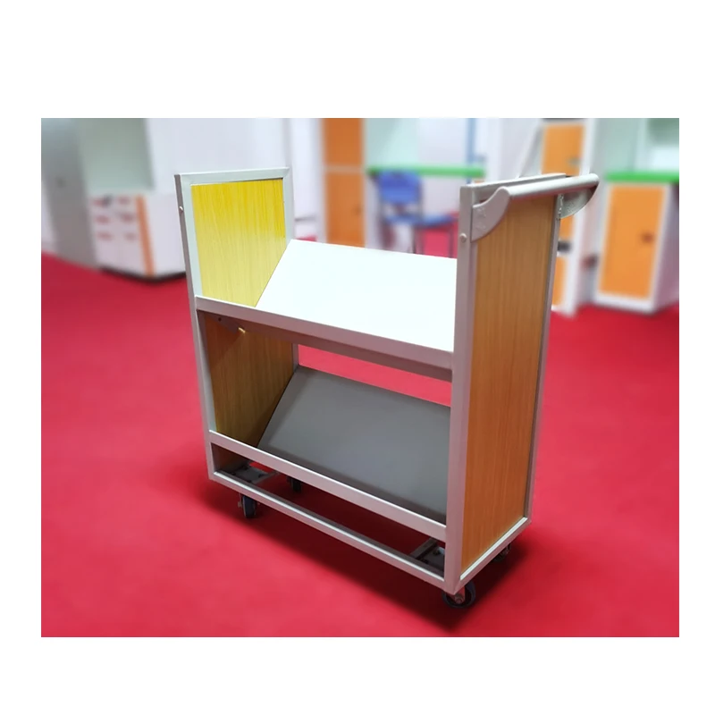 
Light Handy Metal And Wood Useful Steel School Library Furniture Book Trolly 