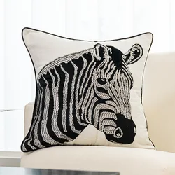 Boho Throw Zebra Plush Pillow Cover Case Farmhouse Style Sofa Home Decoration