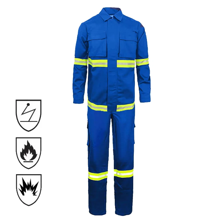 EN11612 NFPA2112 PPE Factory Oil Gas Field Safety Coverall Flame Resistant Clothing Hi Vis FR Anti Static Work Wear
