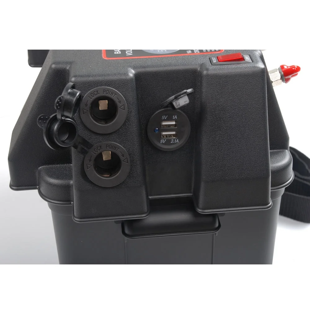 Outdoor Adventure Camping Plastic High Current Terminal LED Voltmeter USB Output Battery Box