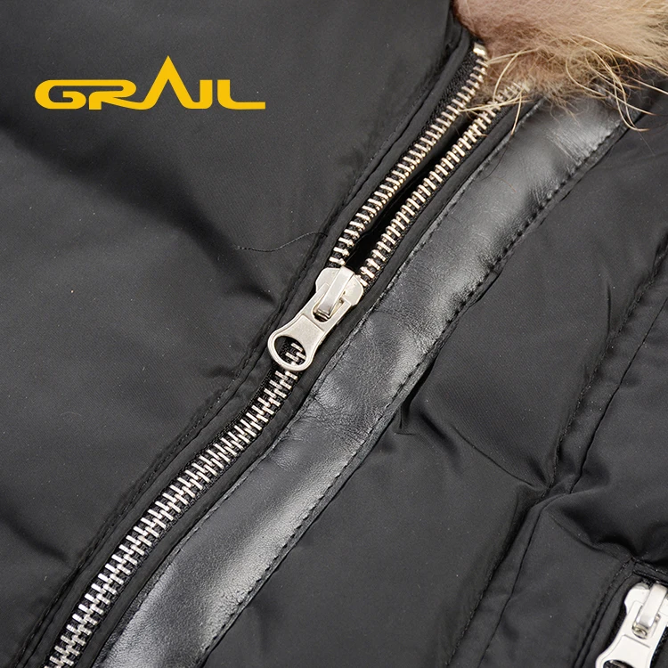 European style long fur collar warm winter goose ladies down coat parka jacket