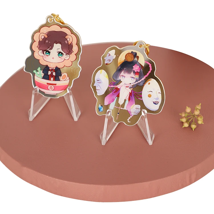 Acrylic Keychain Charm Cheap Customized Logo Promotional Gift Diy Mirror Effect Anime Cartoon Custom Logo Plastic OEM Hangchen