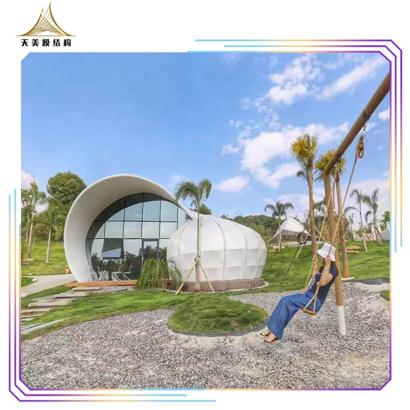 Luxury glamping tent hotel prefab house with bathroom and kitchen