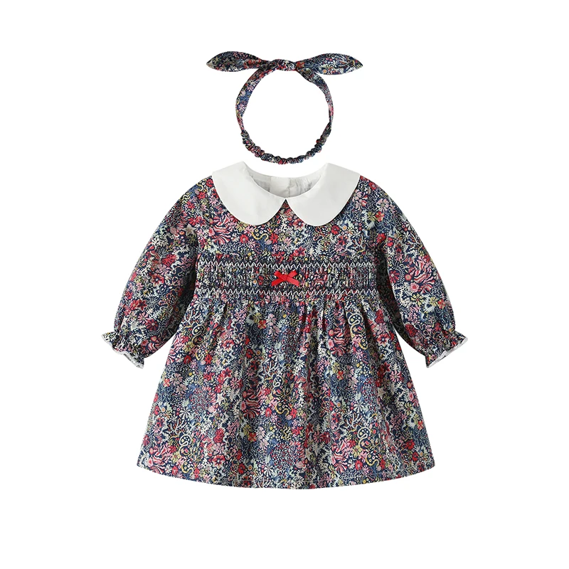 High Quality Durable Baby Dresses 6 Year Girl Dress 2023 O-Neck Flower Baby Girl Dresses With Collar