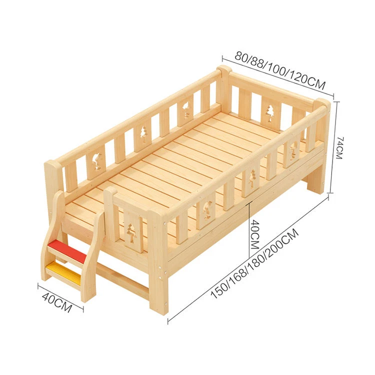 Solid Wood Furniture Kids Cot Modern Bedroom Bed Children Single Beds Pine Baby Cribs