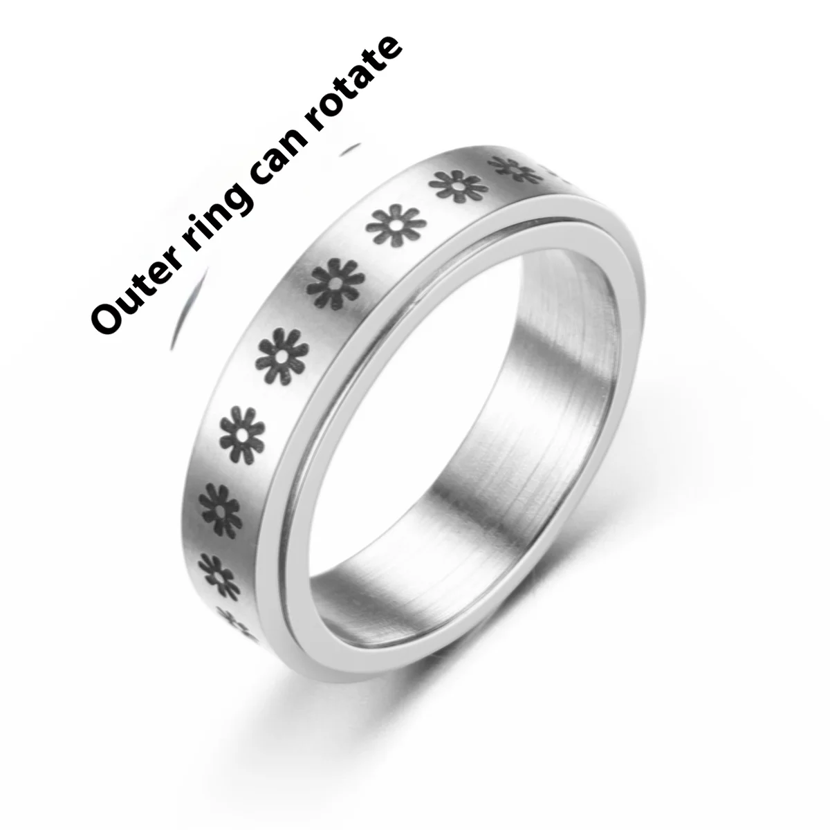 New Simple Rotatable Titanium Stainless Steel Decompression Anti anxiety meditation ring for men and women