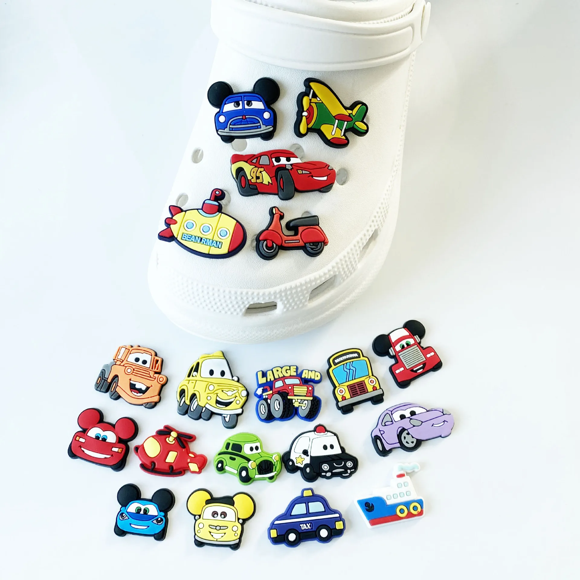 Eco-friendly Custom Tool Design Soft PVC Shoe Charms Rubber Car Shape Shoes Accessories for EVA beach sandals