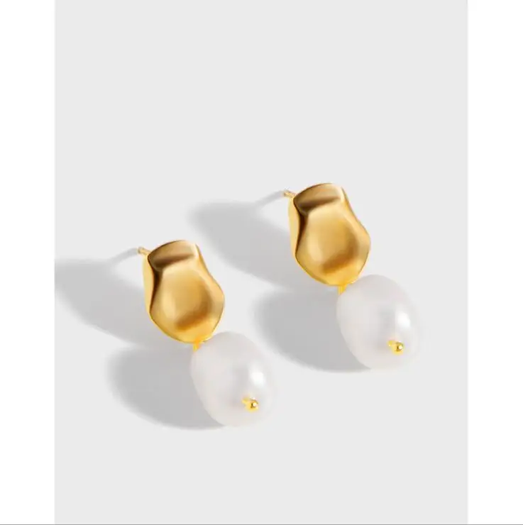 925 Sterling Silver Earrings High Quality Freshwater Baroque Earrings Stud