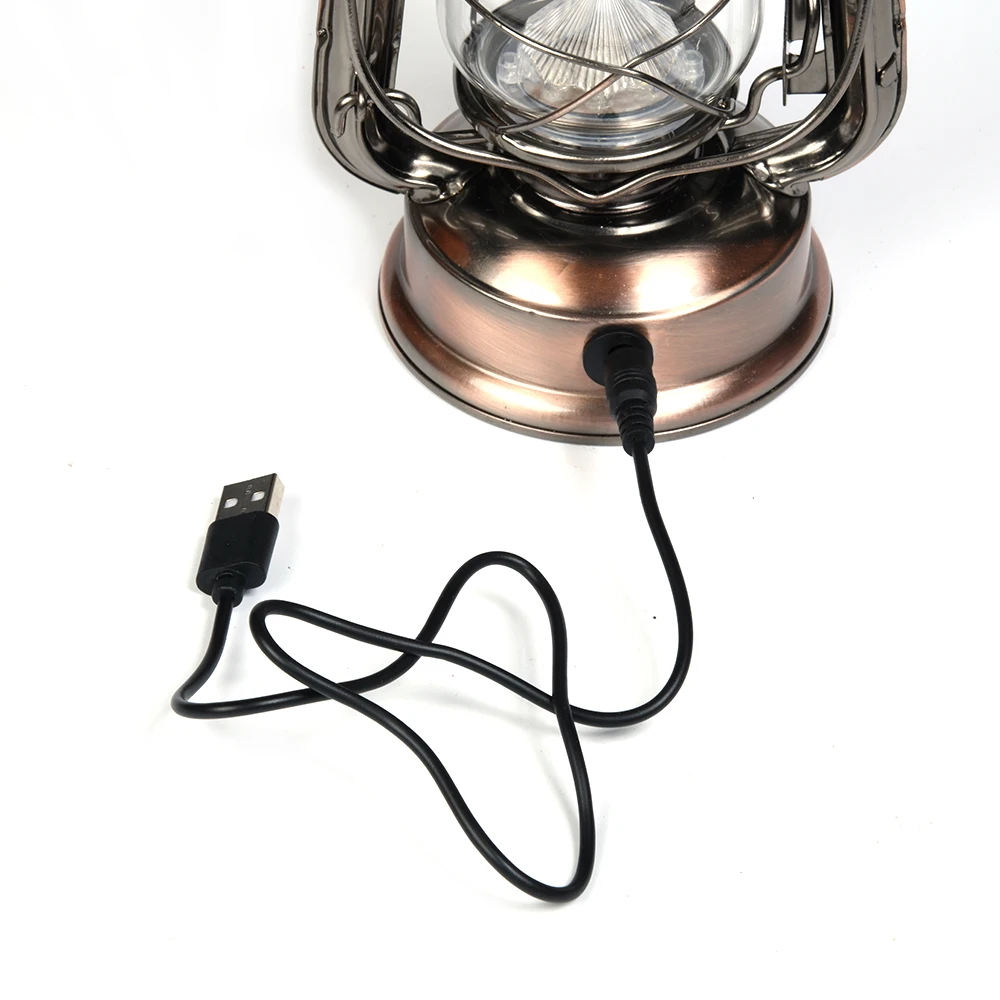 Vintage Metal Hanging Dimmer Switch 15 LEDs outdoor camping rechargeable LED storm Lantern