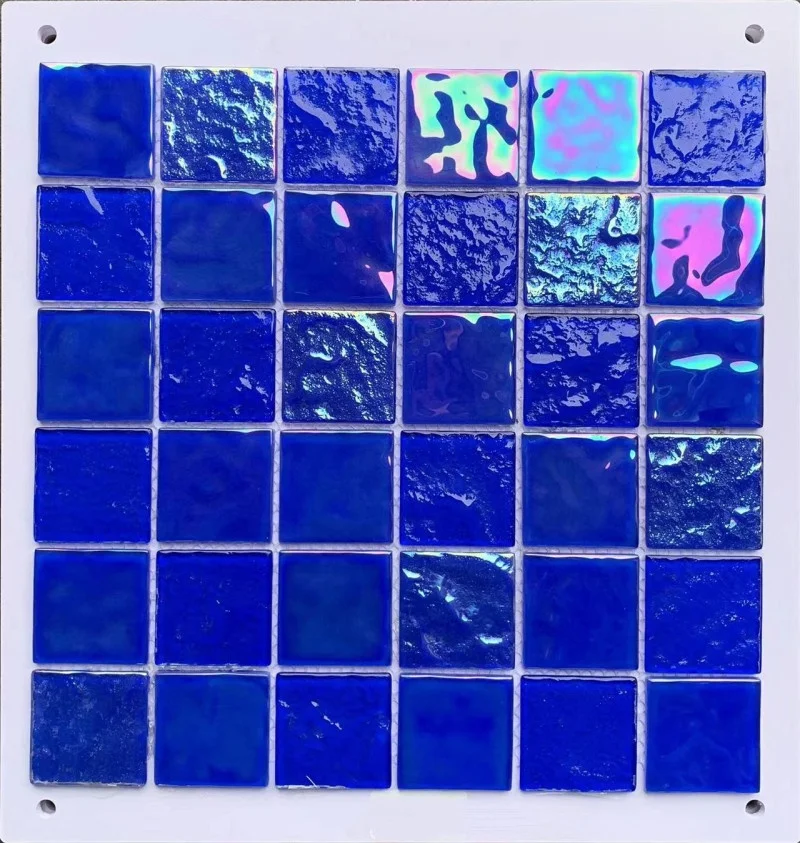 Rocky Iridescent 48MM Square Glass Mosaic Pool Tile