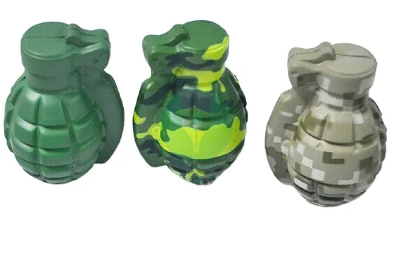 Custom logo  Pu Foam Anti Stress Grenade Shaped Ball Green Mine Bombs