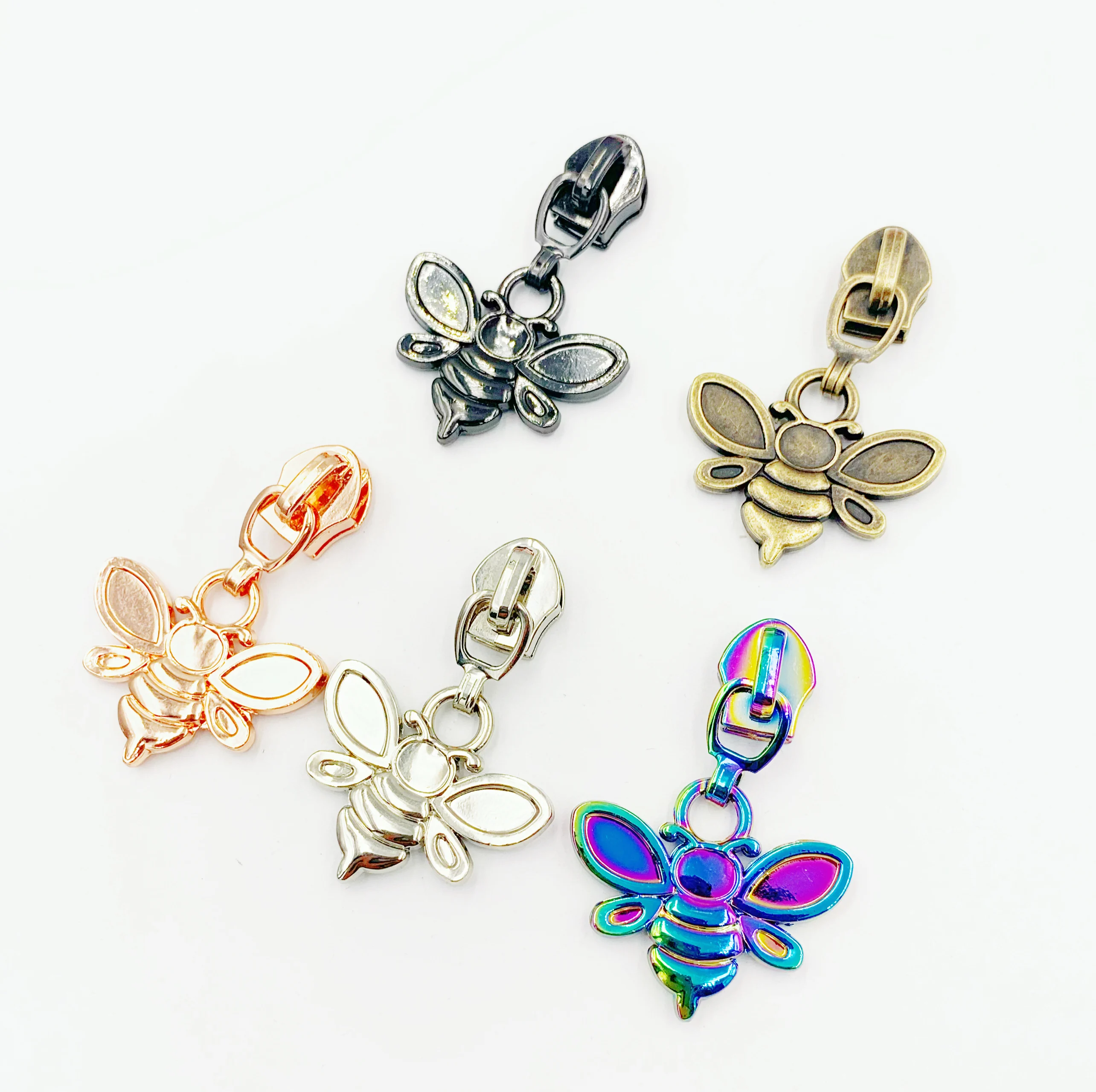 cute bee design 5# metal zipper pull for bags
