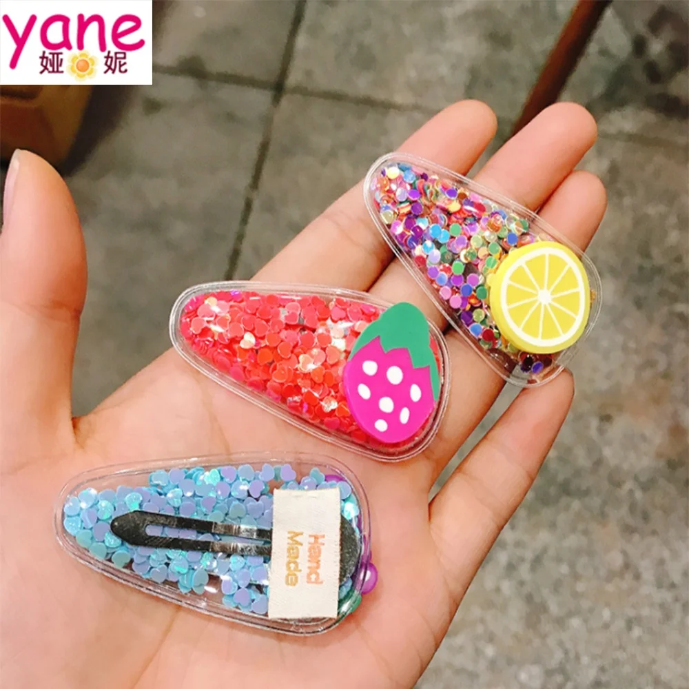 
Newest Korean hair accessories about transparent PVC BB hair clips with fruit for lady and kids 